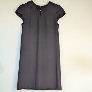 LOFT Black Mini Dress with Lace Collar